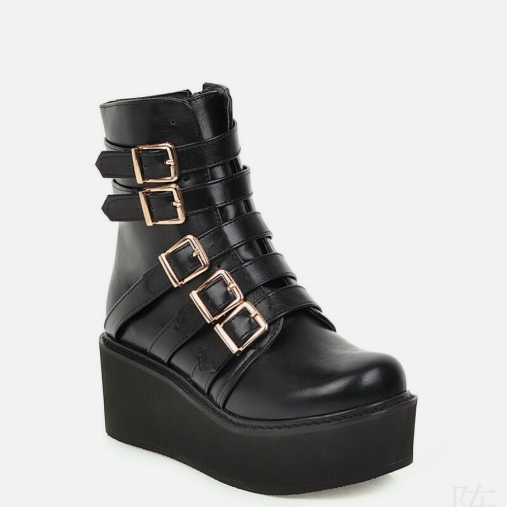 Women's Black Platform Ankle Boots